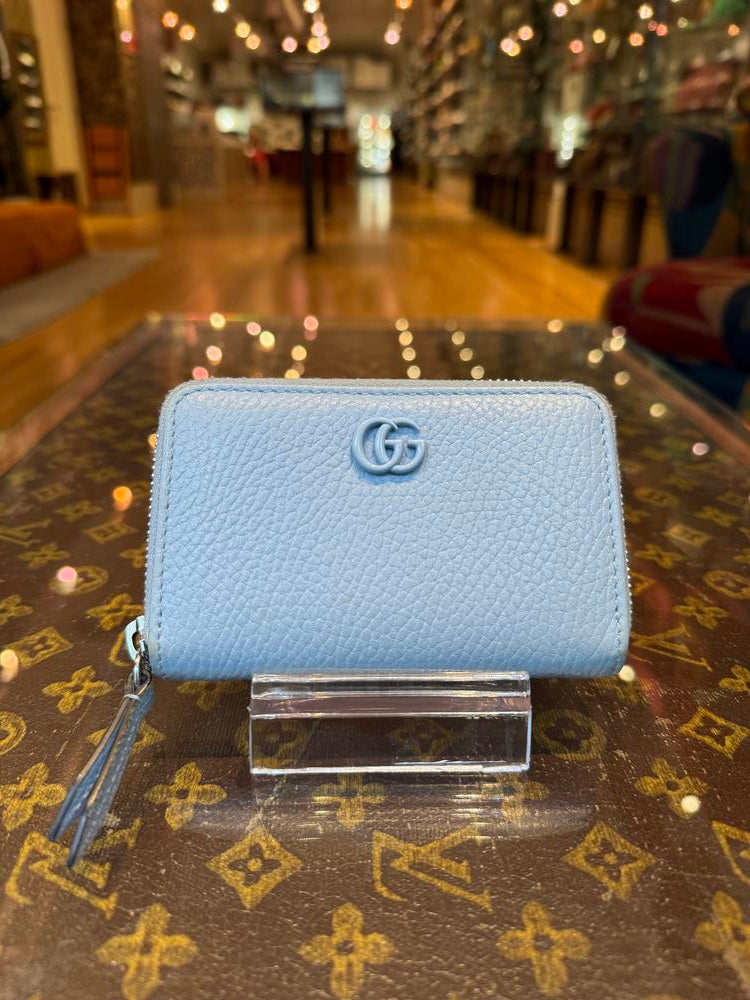 Gucci GG Baby Blue Leather Zip Cardholder