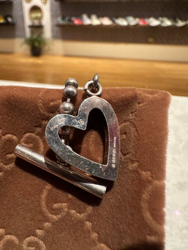 Gucci Silver Heart Bracelet w/ Dust Bag