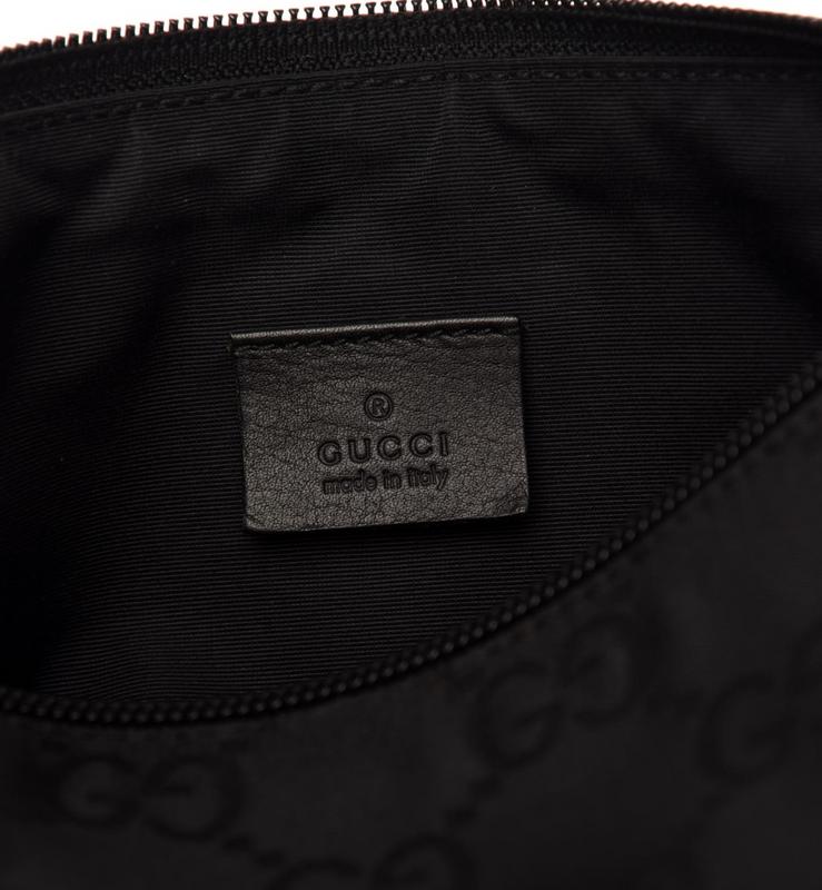 Gucci GG Nylon/Leather Zip Pouch Black