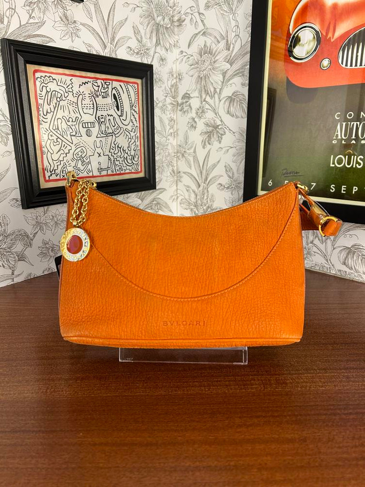 Bvlgari Orange Leather Shoulder Bag