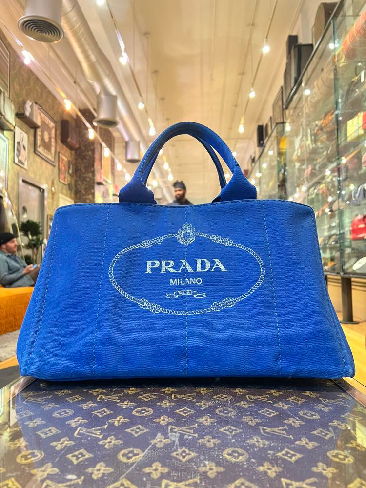 Prada Canapa Canvas Handbag Royal Blue