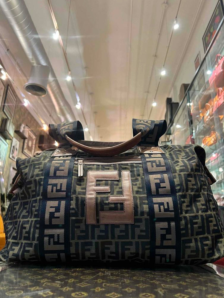 Fendi FF Canvas/Leather Weekender Bag