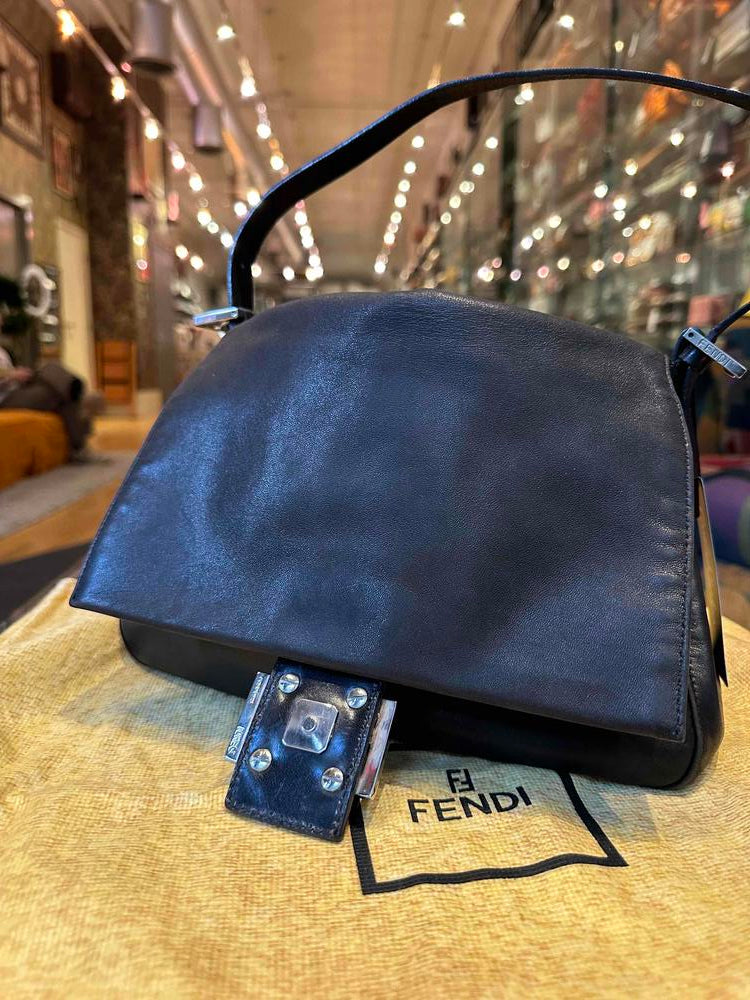 Fendi Mamma Baguette Black Leather