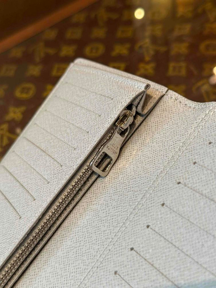 Louis Vuitton Brazza Wallet Monogram Logo Story White