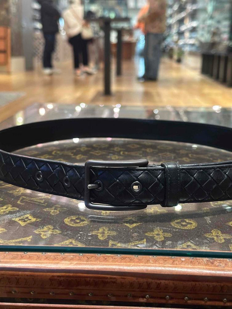 Bottega Veneta Intrecciato Leather Belt Black