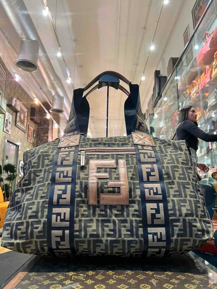 Fendi FF Canvas/Leather Weekender Bag