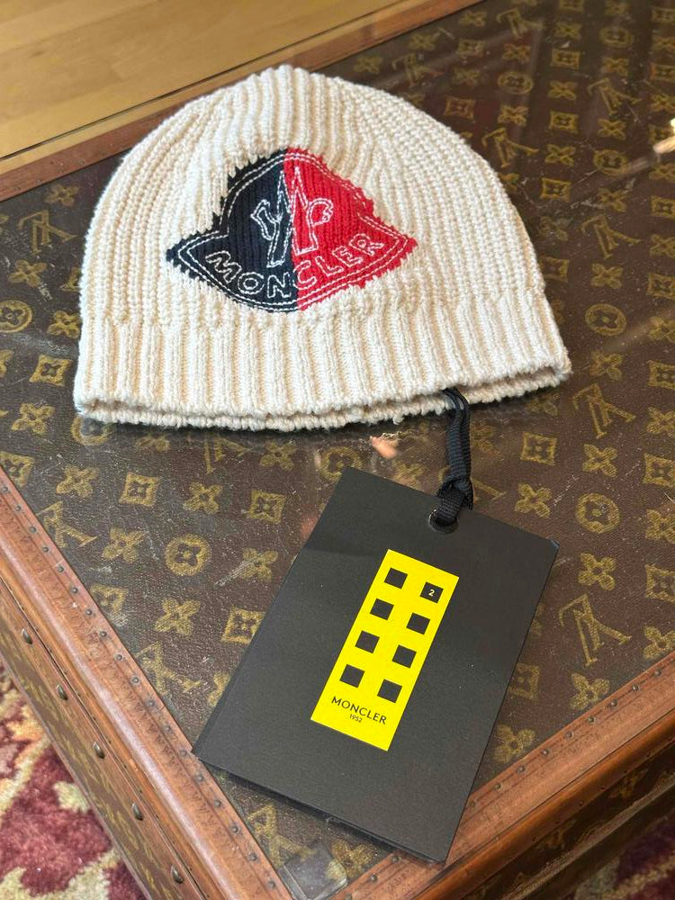 Moncler Berretto Tricot Knitted Beanie Off White