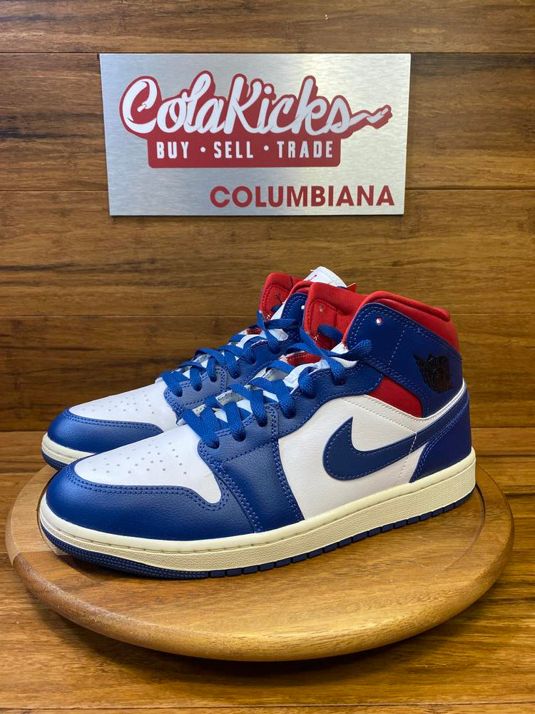 Jordan 1 Mid French Blue Gym Red (Women's)