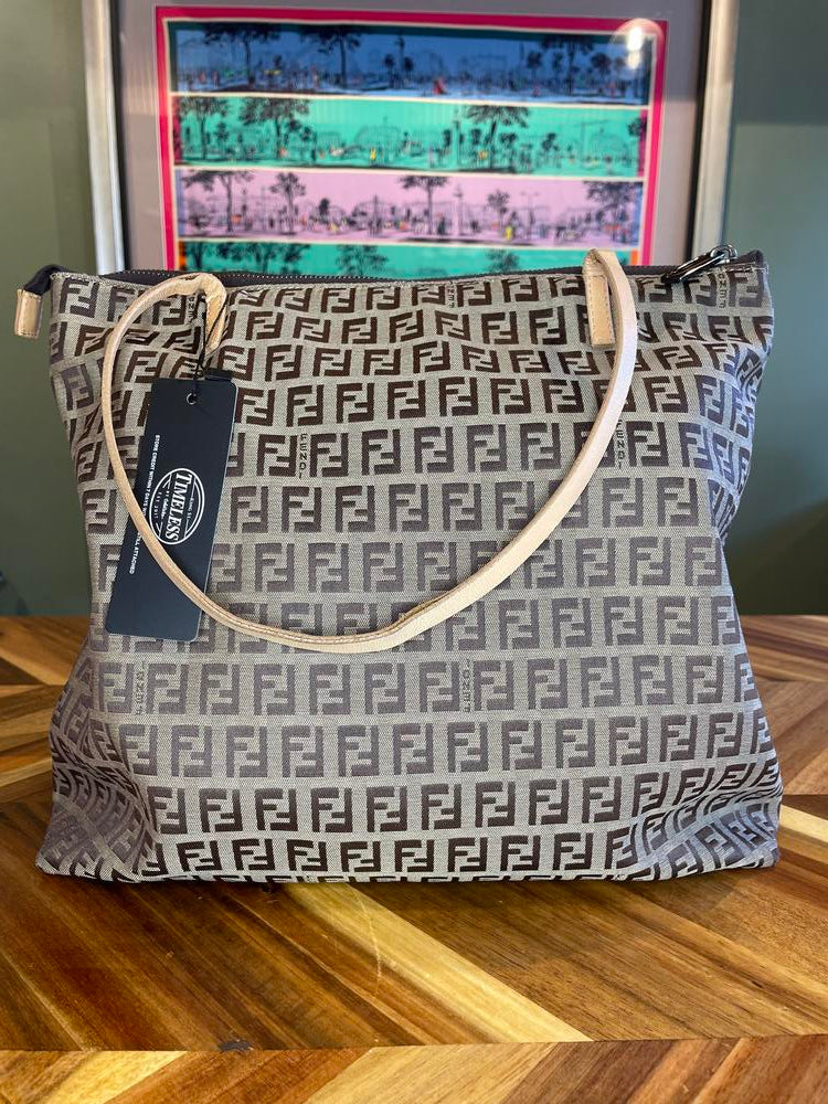 Fendi Tan Medium Monogram Tote w/ Zipper