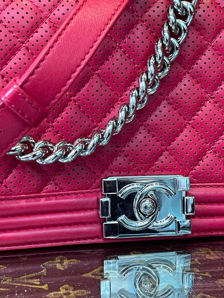 Chanel Perforated Boy Bag Red