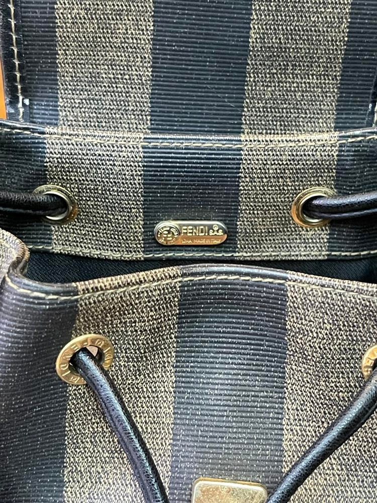 Fendi Striped Logo Leather Backpack