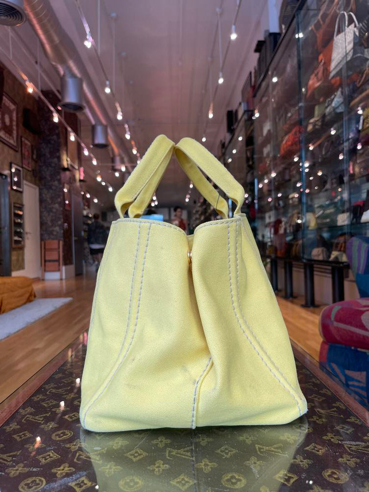 Prada Canapa Logo Tote Yellow